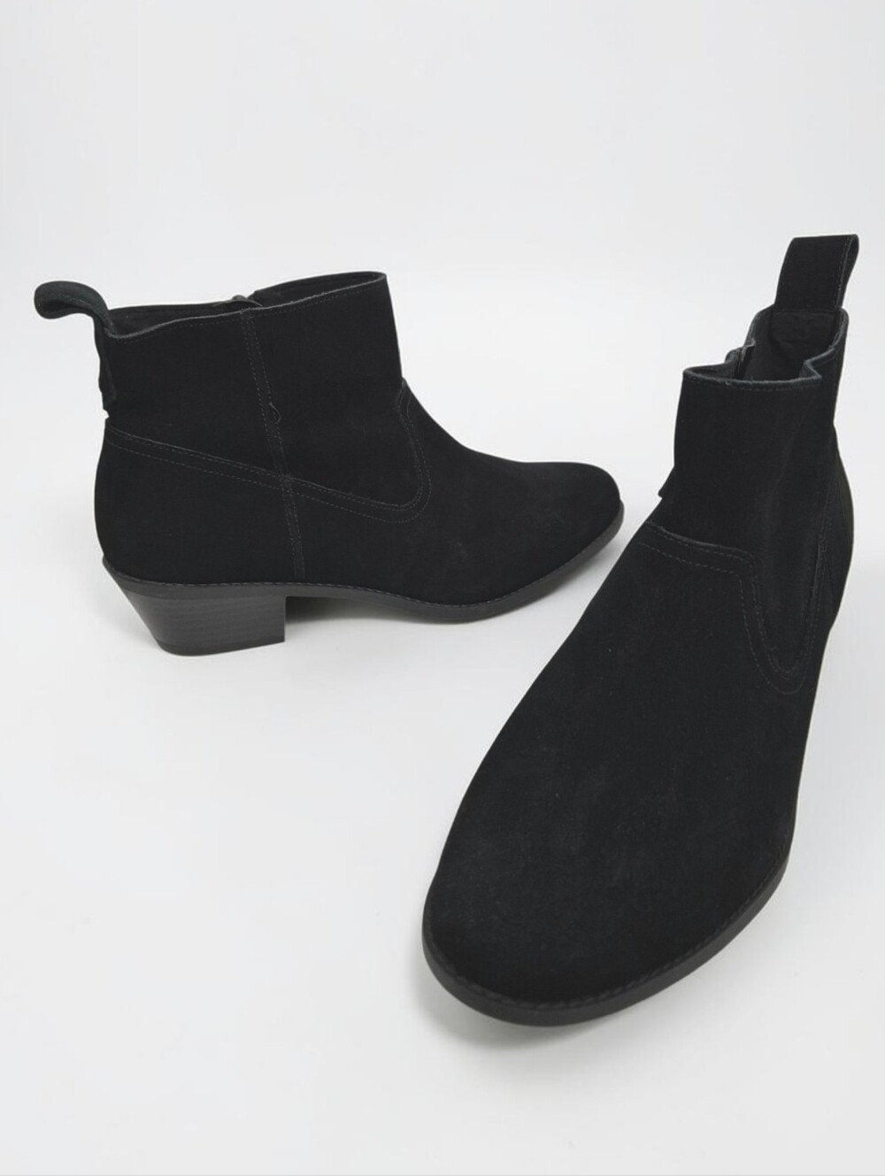 Vionic Vera Black Suede Ankle Boots Booties 9.5  Water Resistant Western Comfort